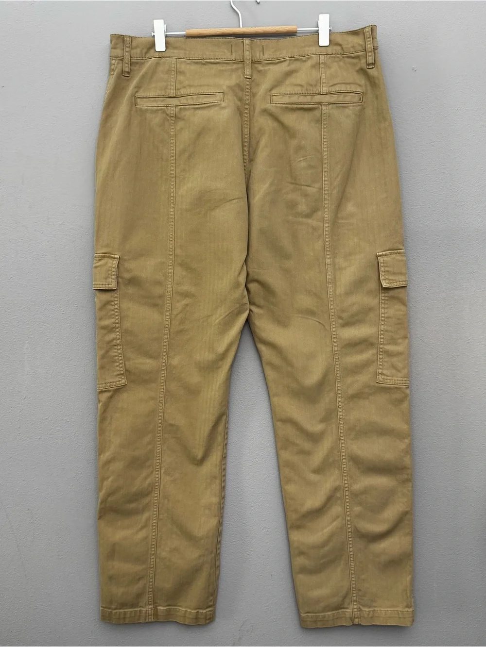 Madewell Garment-Dyed '90s Straight Cargo Pants Herringbone Tan Utility Sz 14/32